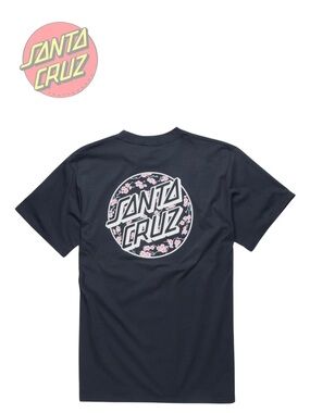 SANTA CRUZ new Cherry Blossom Ring Dot Navy Graphic Tee